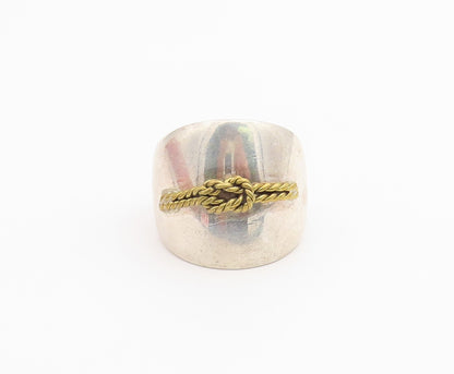 925 Sterling Silver Vintage Ring MEXICO Two Tone Double Rope Knot  Sz 8  RG36719