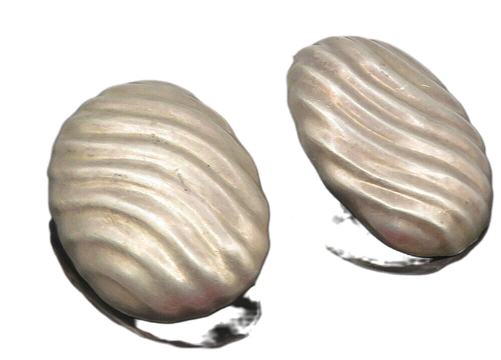 MEXICO 925 Sterling Silver  Vintage Oval Swirl Non Pierce Earrings  EG6029