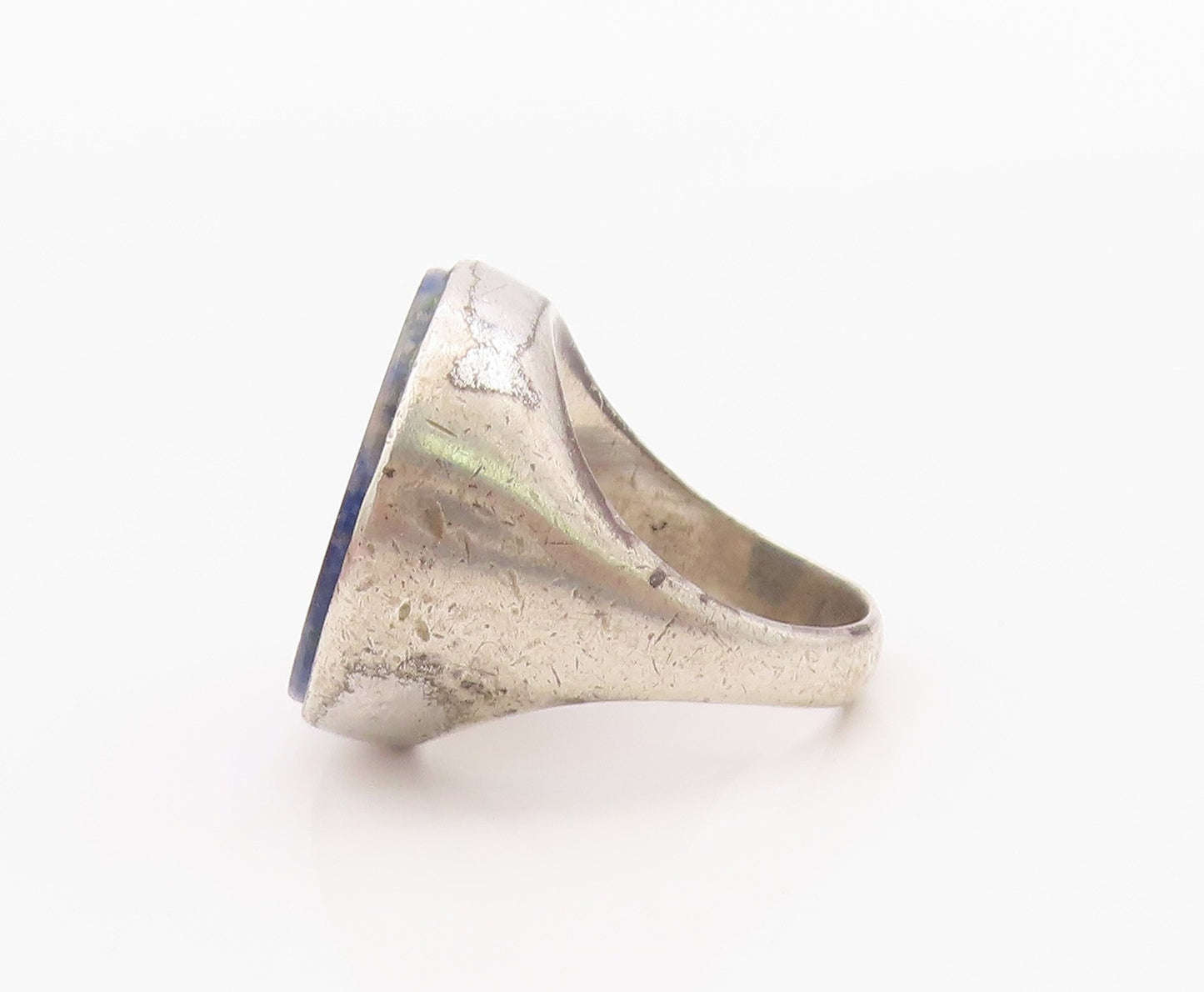 925 Sterling Silver Vintage Ring Modernist Lapis Lazuli Band  Sz 6  RG36262