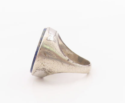 925 Sterling Silver Vintage Ring Modernist Lapis Lazuli Band  Sz 6  RG36262