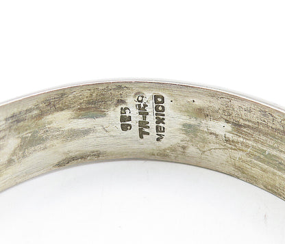 MEXICO 925 Sterling Silver  Vintage Patterned Hollow Dome Cuff Bracelet BT2664