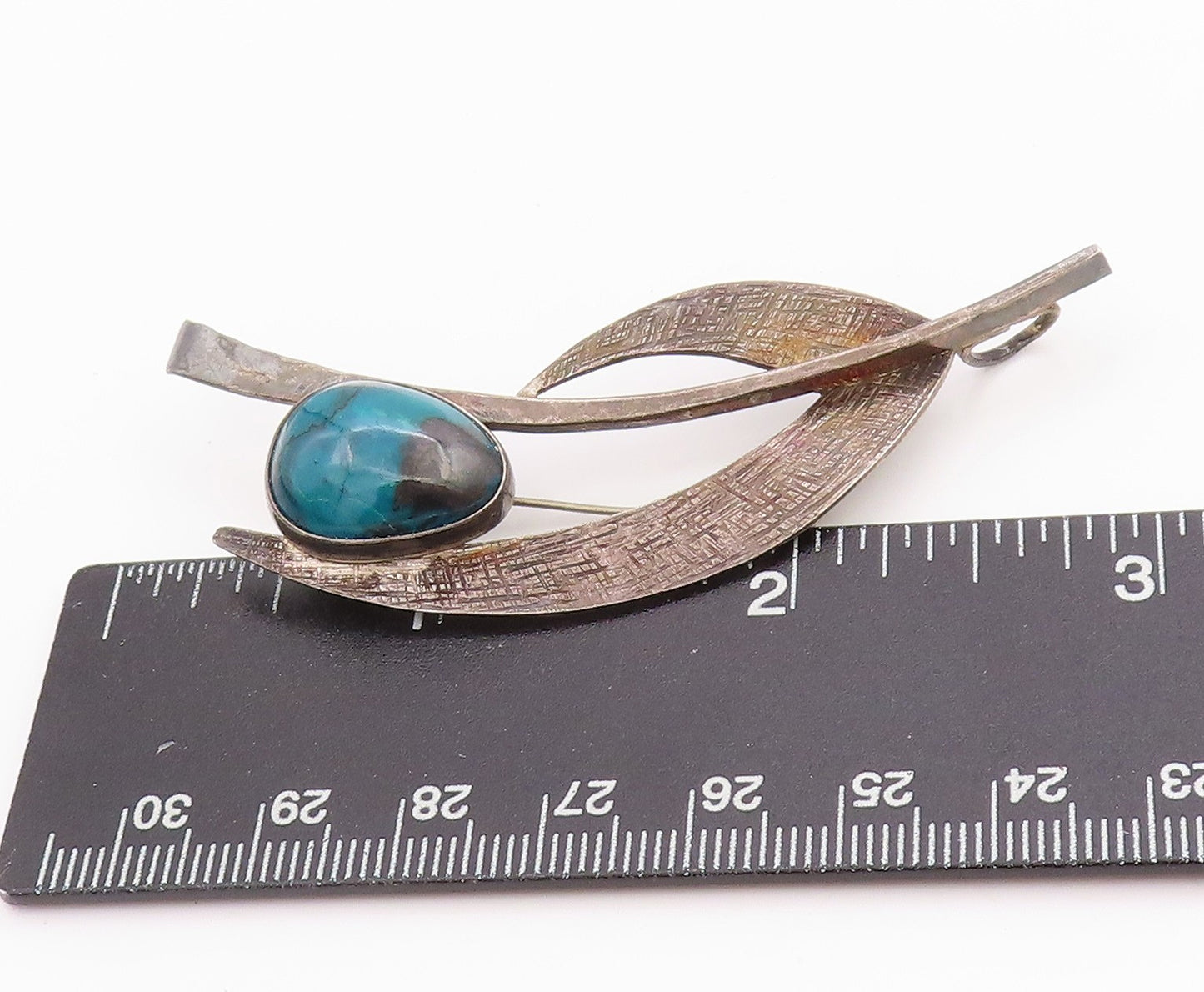 925 Sterling Silver Vintage Brooch Dark Tone Gemstone Floral Design  BP11728