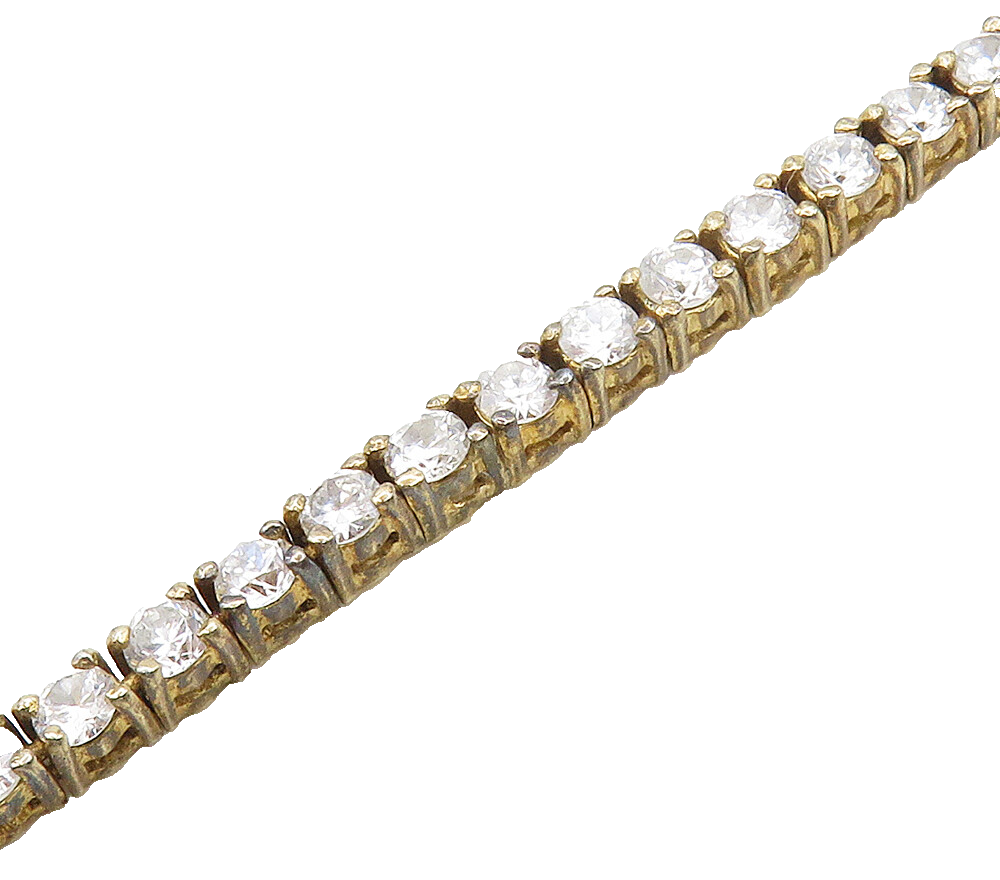 925 Sterling Silver  Shiny Round Cut Cubic Zirconia Tennis Bracelet  BT6209