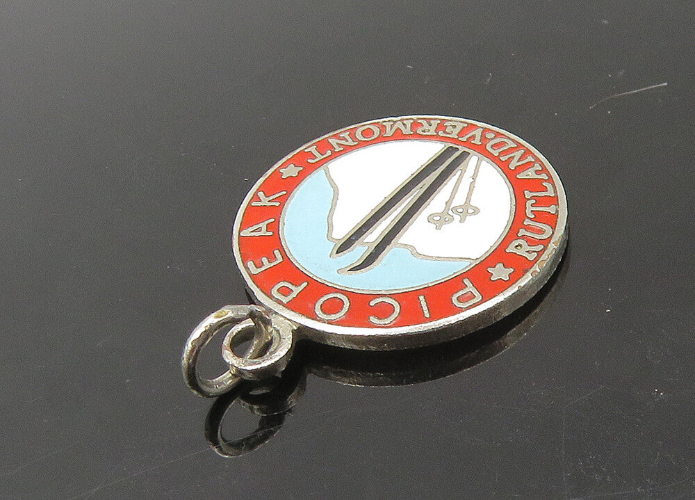 925 Sterling Silver  Vintage Enamel Rutland Vermont Souvenir Pendant  PT18326