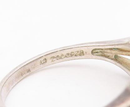 925 Sterling Silver Vintage Ring Minimalist CZ Statement Band  Sz 10  RG35005