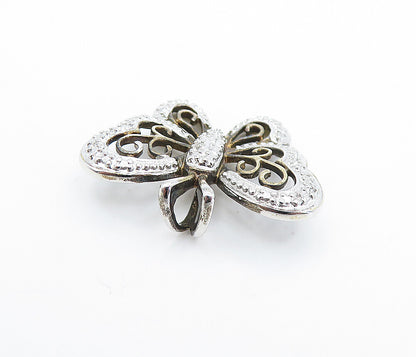 ROSS SIMON 925 Silver Vintage Genuine Diamond 2 Tone Butterfly Pendant PT4354