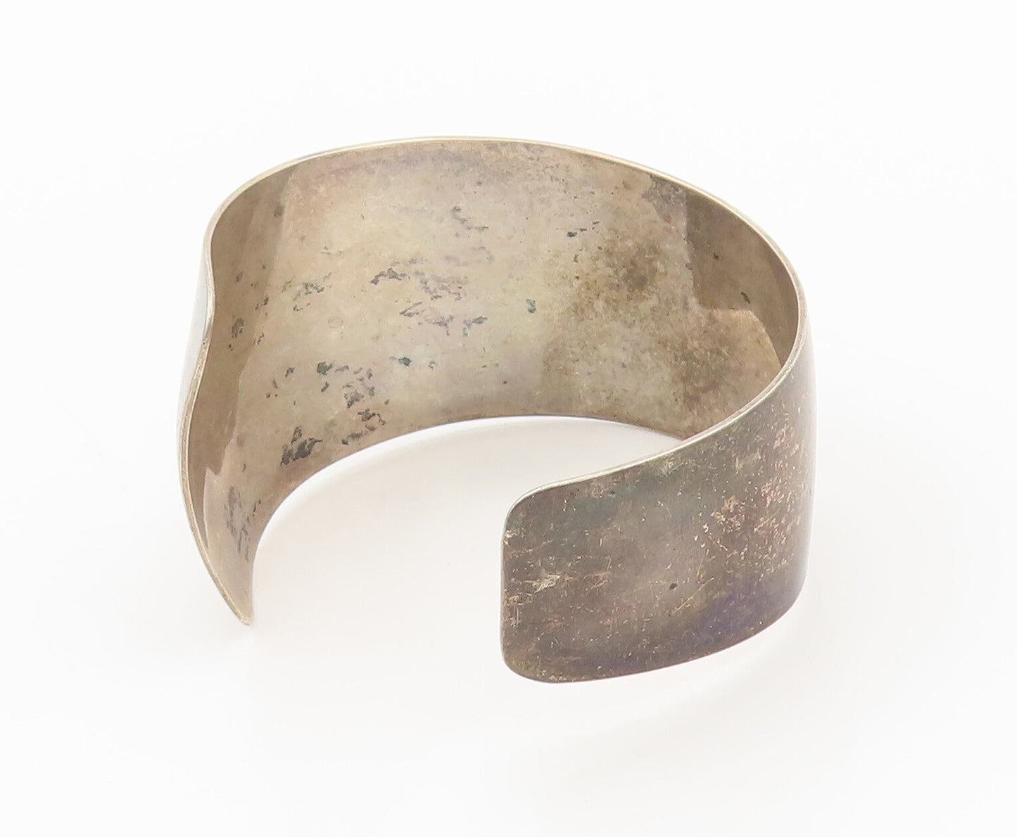 YALE NAVAJO 925 Silver  Vintage Minimalist Broad Band Cuff Bracelet  BT9952