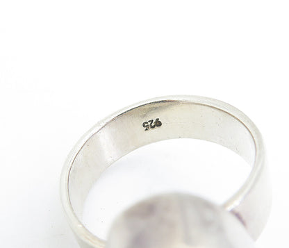 925 Sterling Silver  Vintage Turquoise Shiny Oval Cocktail Ring Sz 8.5  RG7160
