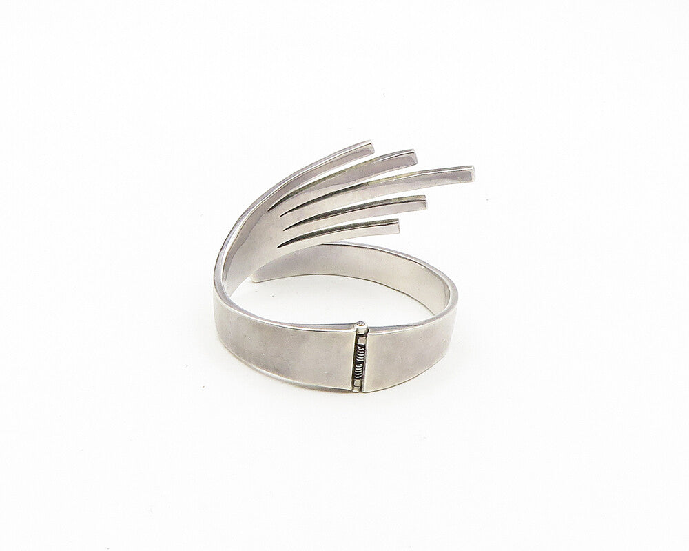 MEXICO 925 Sterling Silver  Vintage Modernist Bypass Cuff Bracelet  BT7455