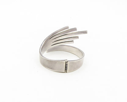 MEXICO 925 Sterling Silver  Vintage Modernist Bypass Cuff Bracelet  BT7455