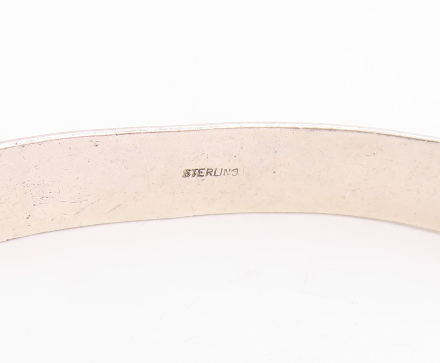 925 Sterling Silver Vintage Bracelet Modernist Solid Groove Narrow Cuff  BT11477