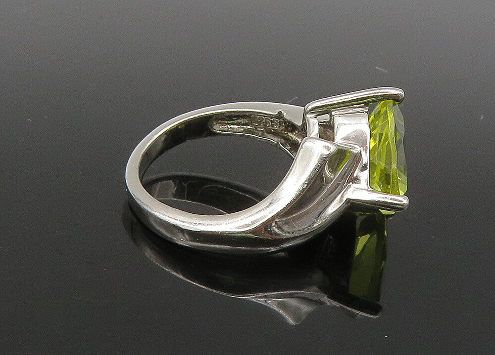 925 Sterling Silver  Vintage Citrine & Genuine Diamonds Band Ring Sz 5 RG21801