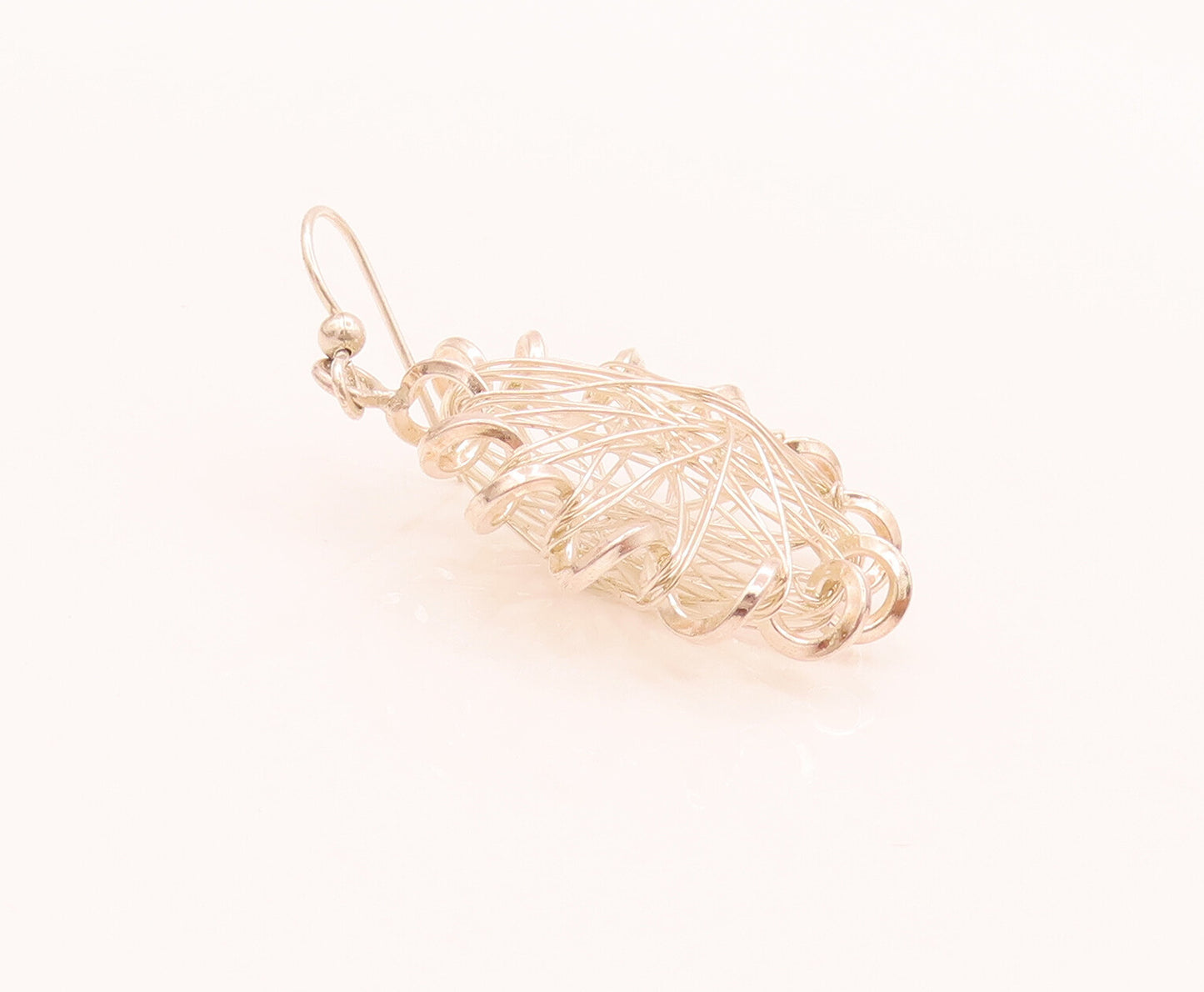 925 Sterling Silver Vintage Handmade Wire Wrapped Star Dangle Earrings EG12411