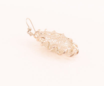 925 Sterling Silver Vintage Handmade Wire Wrapped Star Dangle Earrings EG12411
