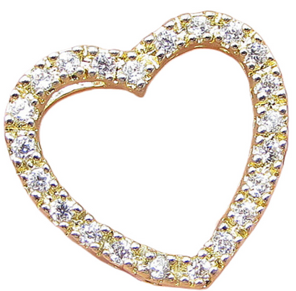 Gold Over 925 Silver  White Cubic Zirconia Love Heart Slider Pendant  PT1358