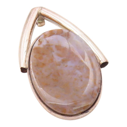 925 Sterling Silver  Vintage Oval Amethyst Cacoxenite Held Pendant  PT21012