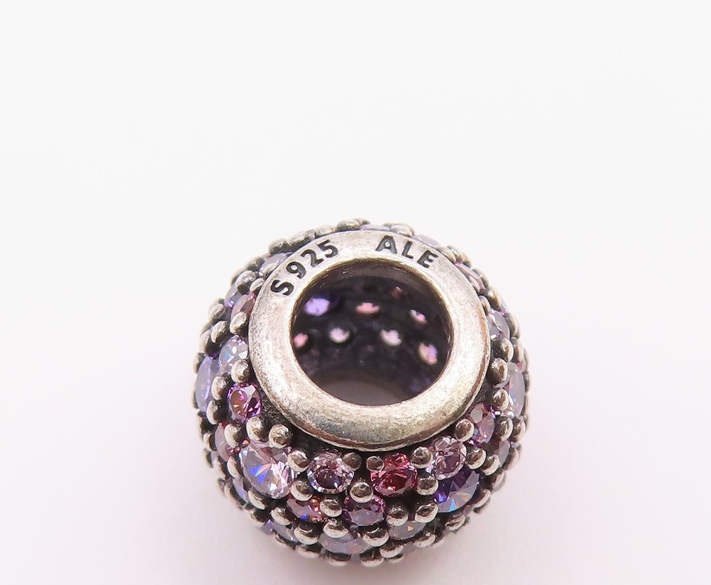 PANDORA 925 Sterling Silver  Vintage Pink & Purple Topaz Slide Pendant PT17351