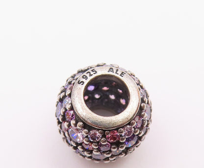 PANDORA 925 Sterling Silver  Vintage Pink & Purple Topaz Slide Pendant PT17351