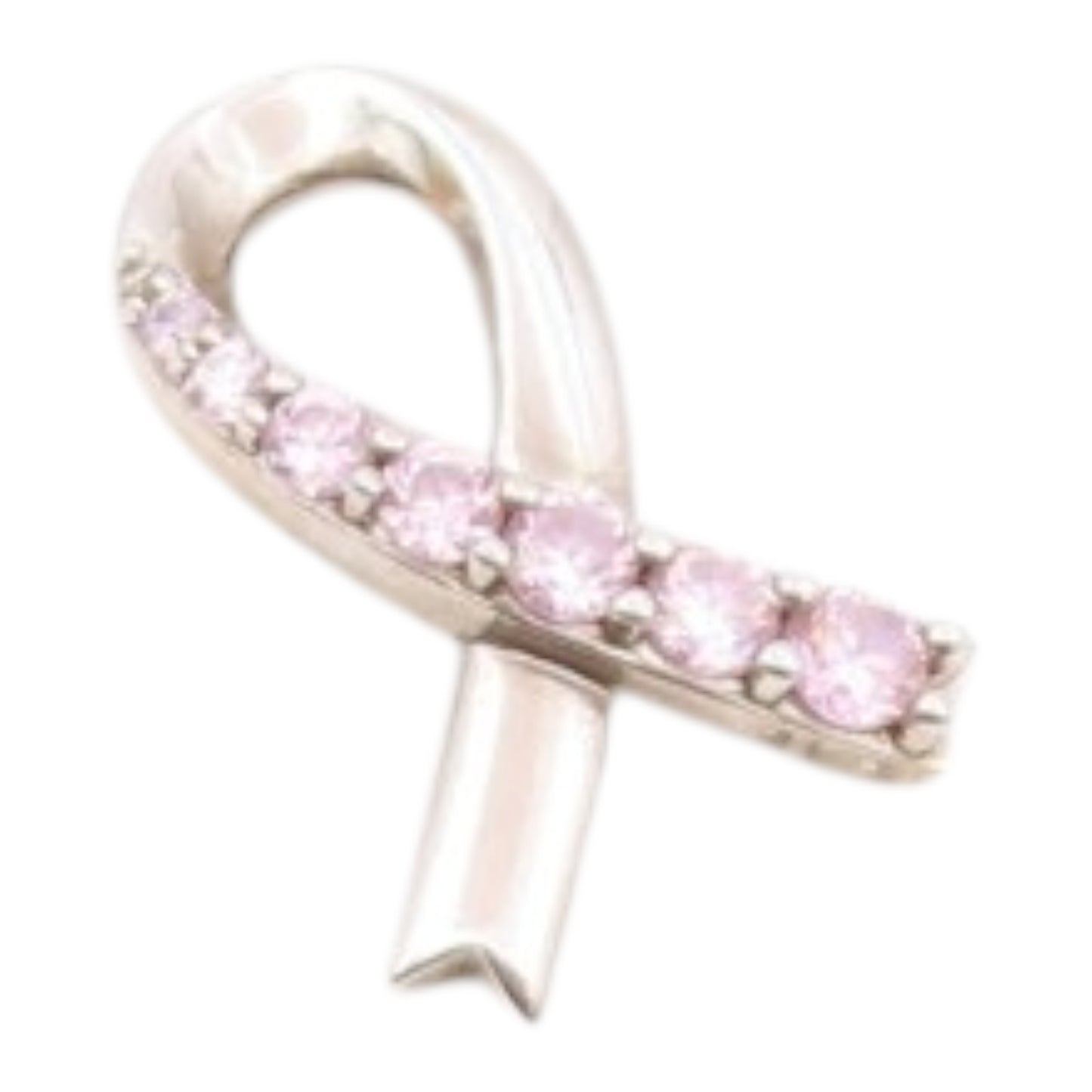925 Sterling Silver  Vintage Shiny Pink Topaz Ribbon Pendant  PT16277