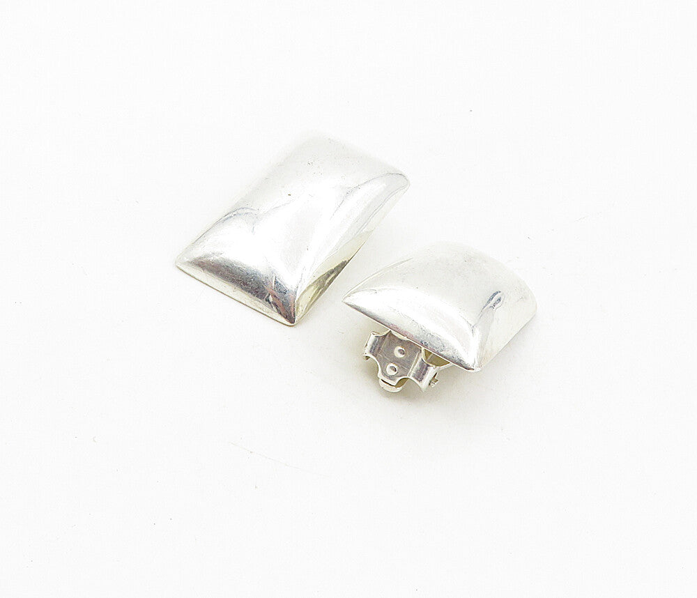 925 Sterling Silver  Vintage Shiny Square Non Pierce Drop Earrings  EG4546