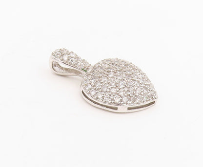 925 Sterling Silver Vintage Pendant Sparkling CZ Clustered Love Heart  PT25736