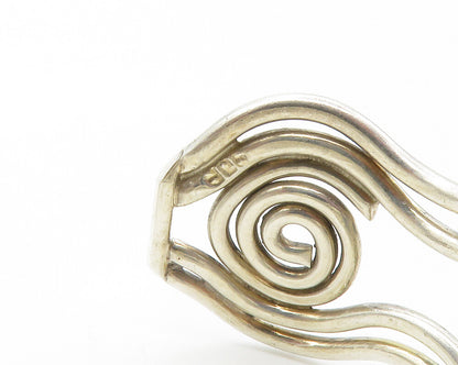 925 Sterling Silver  Vintage Shiny Open Spiral Swirl Cuff Bracelet  BT5575