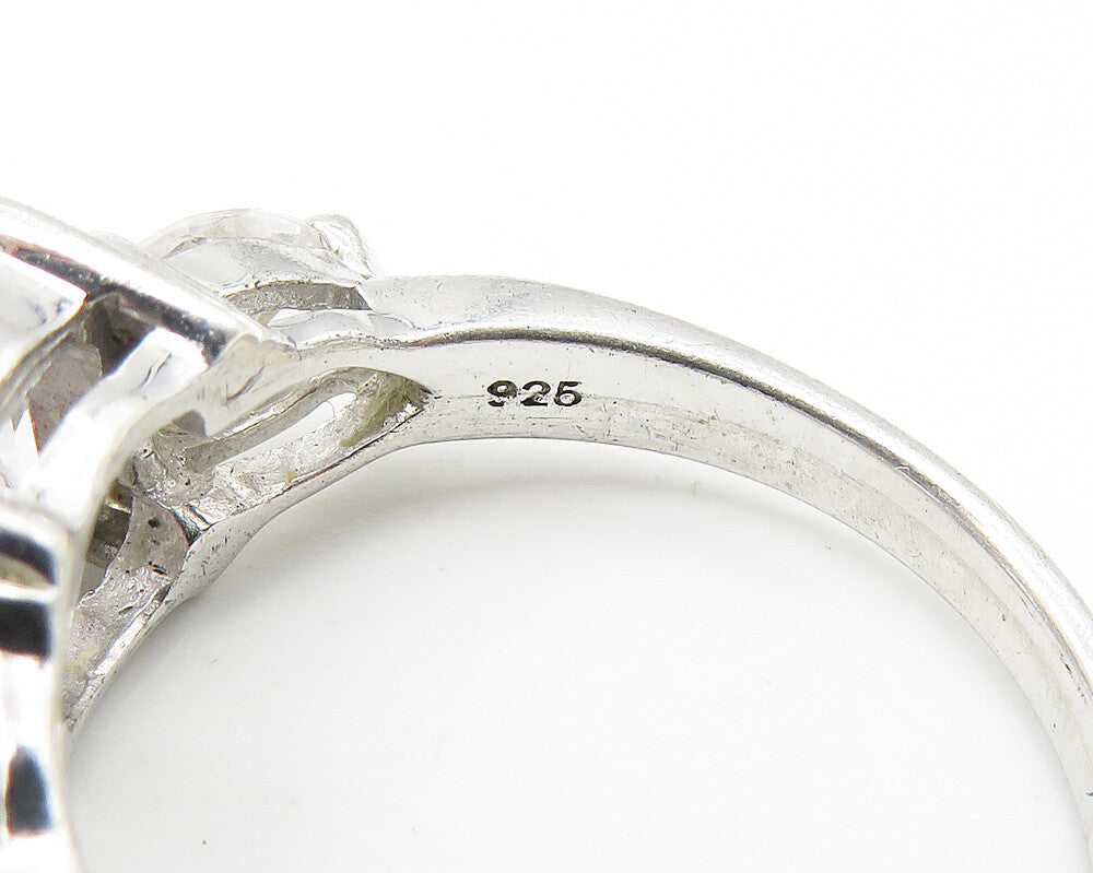 925 Sterling Silver  Sparkling Cubic Zirconia 3 Stone Band Ring Sz 7  RG10660