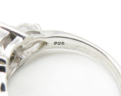 925 Sterling Silver  Sparkling Cubic Zirconia 3 Stone Band Ring Sz 7  RG10660