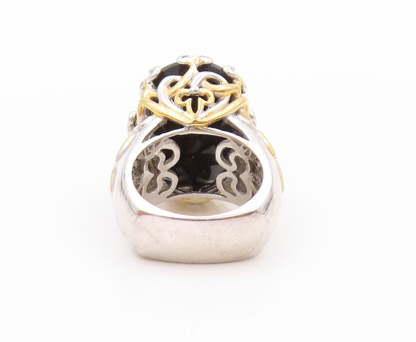 925 Sterling Silver Vintage Ring MICHAEL VALITUTTI Faceted Onyx  Sz 5  RG32414
