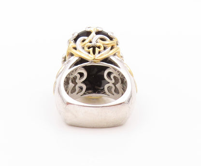 925 Sterling Silver Vintage Ring MICHAEL VALITUTTI Faceted Onyx  Sz 5  RG32414