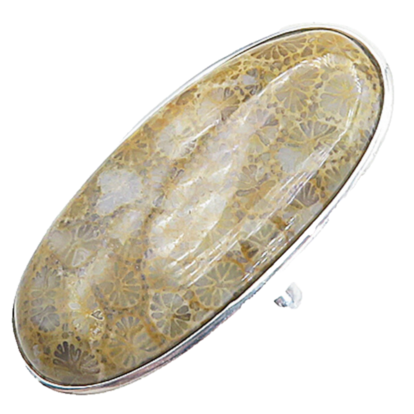 925 Sterling Silver  Brown Jasper Shiny Oblong Cocktail Ring Sz 10.5  RG8420