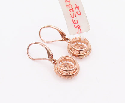 925 Sterling Silver Vintage Earrings Dangling Double Circle Beaded CZ  EG12954