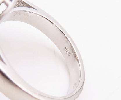 925 Sterling Silver Vintage Ring Smoky Quartz Halo 2 Tone Topaz  Sz 7  RG29992