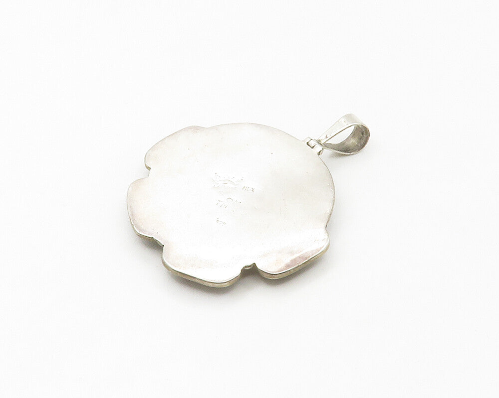 DESIGNER MEXICO 925 Silver  Vintage Mother Of Pearl Swirl Pendant  PT13711