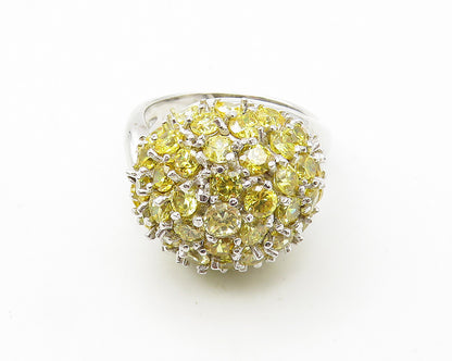925 Sterling Silver  Yellow Cubic Zirconia Dome Cocktail Ring Sz 6  RG10133
