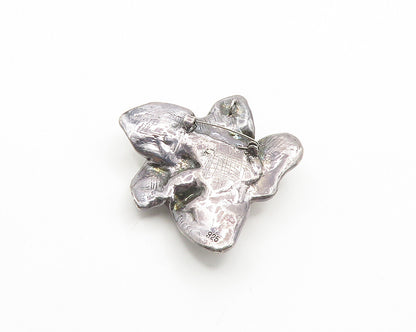SHEFI ISRAEL 925 Silver  Vintage Shiny Sculpted Dark Tone Brooch Pin  BP7331