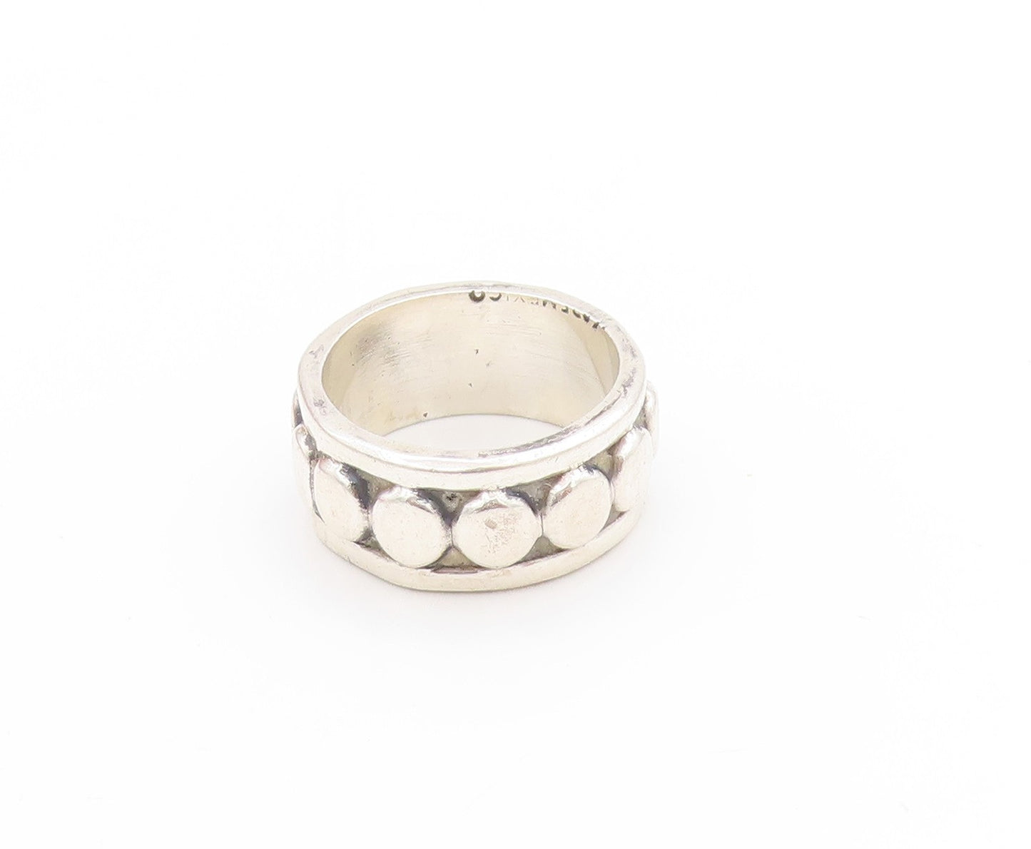 925 Sterling Silver Vintage Ring Tapered Geometric Circle Band  Sz 6  RG33647