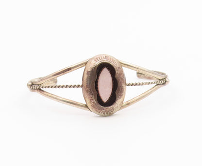 NAVAJO 925 Silver  Vintage Pink Mother Of Pearl Twist Cuff Bracelet  BT8058