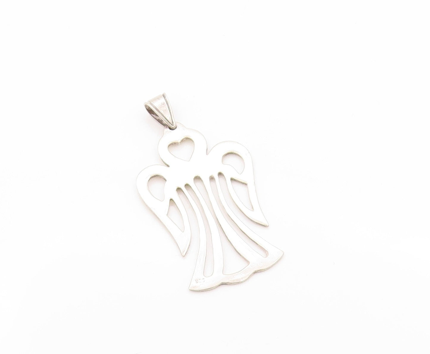 925 Sterling Silver Vintage Pendant Designer Cutout Angel With Wings  PT24130