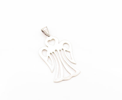 925 Sterling Silver Vintage Pendant Designer Cutout Angel With Wings  PT24130