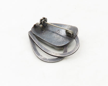 ISRAEL 925 Sterling Silver  Vintage Eilat Stone Modernist Brooch Pin  BP6731