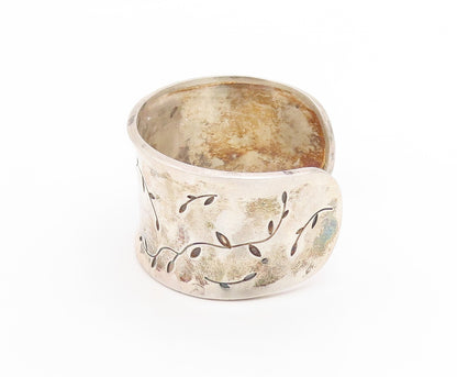 925 Sterling Silver Vintage Bracelet LIKA BEHAR Etched Leaf & Vine Cuff  BT12026