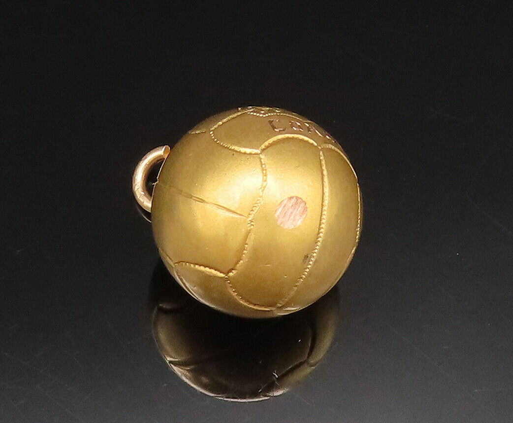 10K GOLD  Vintage Etched Volleyball Sports Charm Pendant  GP358