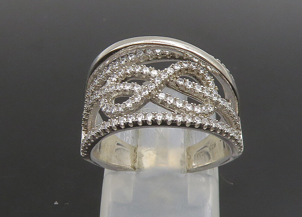 925 Silver   Vintage Shiny Topaz Infinity Split Shank Band Ring Sz 6  RG23364