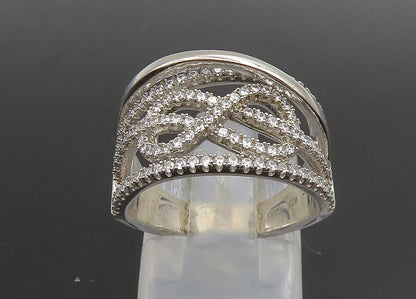 925 Silver   Vintage Shiny Topaz Infinity Split Shank Band Ring Sz 6  RG23364