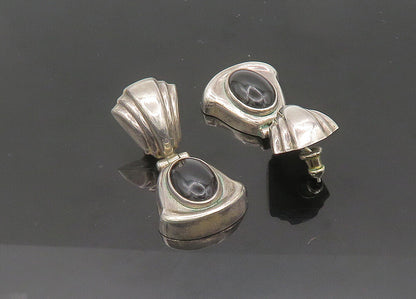 MEXICO 925 Sterling Silver  Vintage Cabochon Black Onyx Drop Earrings  EG10508