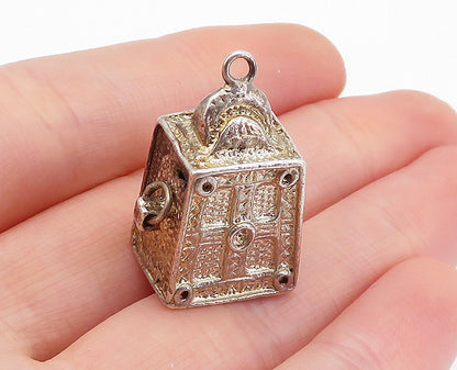 MIDDLE EAST 925 Sterling Silver  Vintage Etched Detail Box Pendant  PT3721