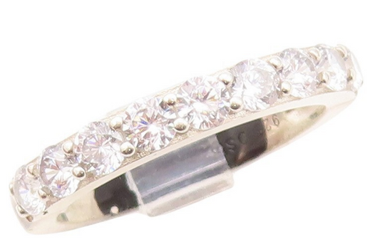 925 Sterling Silver Vintage Ring Minimalist Topaz Inlay Band  Sz 7  RG30496