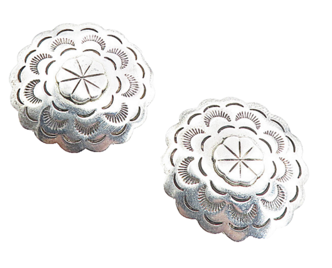 MEXICO 925 Sterling Silver  Vintage Etched Floral Pattern Drop Earrings EG4469