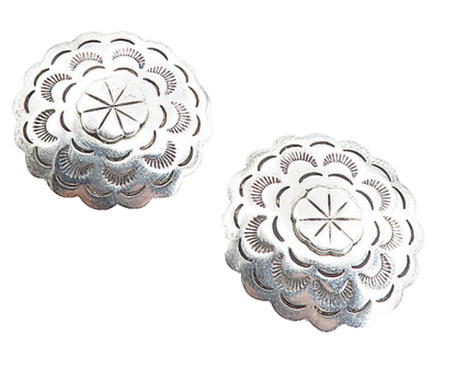 MEXICO 925 Sterling Silver  Vintage Etched Floral Pattern Drop Earrings EG4469